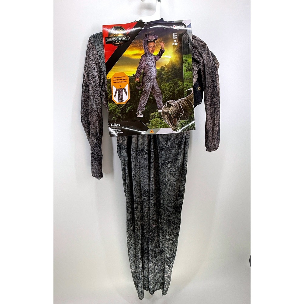 Jurassic World Dominion T-Rex Costume Disguise Boys Medium 7-8 Grey Jumpsuit